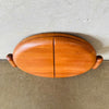 Mid Century Danish Teak Tri-Fold Round Wall Mirror By Pedersen & Hansen