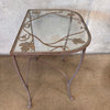 Vintage Salterini Wrought Iron Glass Top Console Side Table #1
