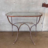 Vintage Salterini Wrought Iron Glass Top Console Side Table #2