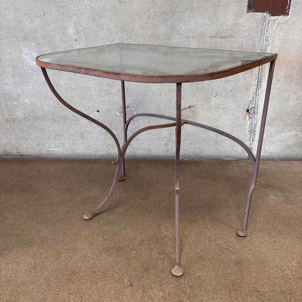 Vintage Salterini Wrought Iron Glass Top Console Side Table #2