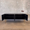 Jonathan Adler Crawford Black Lacquered Brass Tall Cabinet