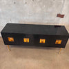 Jonathan Adler Crawford Black Lacquered Brass Tall Cabinet