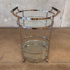 Mid Century Modern Round Chrome & Glass Bar Cart