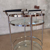 Mid Century Modern Round Chrome & Glass Bar Cart