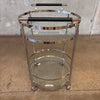 Mid Century Modern Round Chrome & Glass Bar Cart