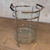 Mid Century Modern Round Chrome & Glass Bar Cart