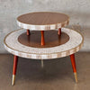 Vintage 1960s Two Tier Mosaic Tile Round Side / Coffee Table