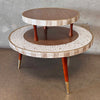 Vintage 1960s Two Tier Mosaic Tile Round Side / Coffee Table