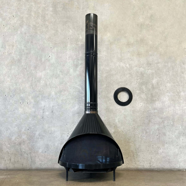Vintage Mid Century Modern Black Porcelain Enamel Finish Preway Fireplace