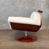 Vintage Cream Leather Gaviota Lounge Chair By Ricardo Fasanello, 1970s