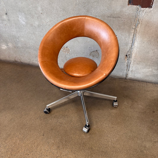 Vintage 1960s Cognac Anel Rolling Office Chair
