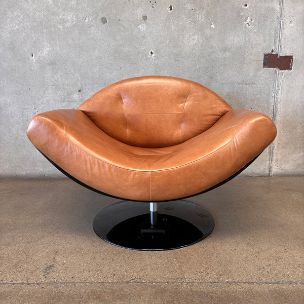 Vintage Cognac Leather Gaviota Lounge Chair by Ricardo Fasanello