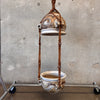 MCM Early 70's Signed Ceramic Pendant Lamp & Planter In Macrame
