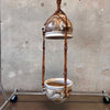 MCM Early 70's Signed Ceramic Pendant Lamp & Planter In Macrame