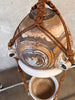 MCM Early 70's Signed Ceramic Pendant Lamp & Planter In Macrame