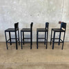 Vintage Set Of Four Matteo Grassi Italian Leather Bar Stools
