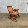 Vintage Arts & Crafts Walnut Rocking Chair w/ Rattan After Frank Lloyd Wright