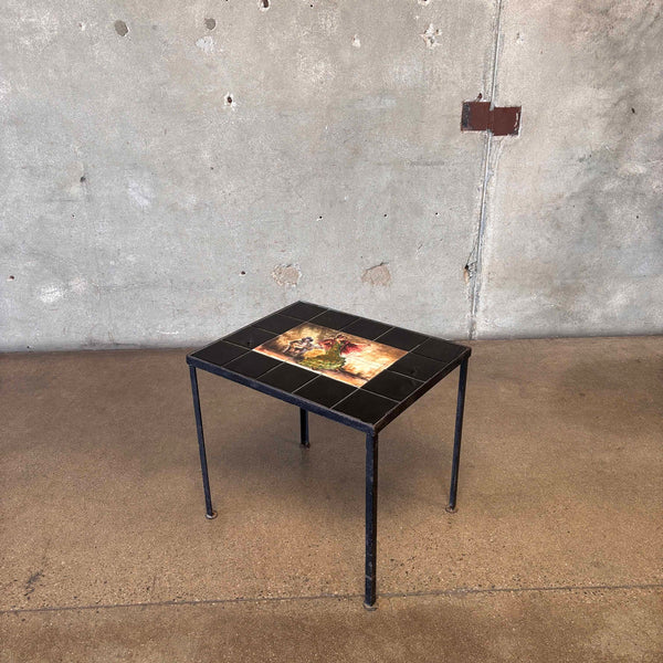 Tiled Patio Side Table With Spanish Dancer Scene