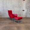 Gerard Berg Red Leather Lounge Chair & Ottoman For Label