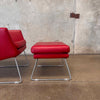 Gerard Berg Red Leather Lounge Chair & Ottoman For Label