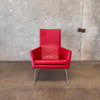 Gerard Berg Red Leather Lounge Chair & Ottoman For Label