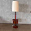 Mid Century Modern Laurel Walnut Floor Lamp With Table & Magazine Holder