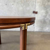 Mid Century Modern Brass & Walnut Inlay Round Dining Table