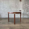 Mid Century Modern Brass & Walnut Inlay Round Dining Table