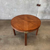 Mid Century Modern Brass & Walnut Inlay Round Dining Table