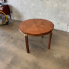 Mid Century Modern Brass & Walnut Inlay Round Dining Table