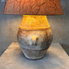 Archaic Water Jar Vintage Stoneware Lamp with Original Shade