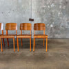 Set of Six Orange & Walnut Jean Prouve Style Chairs - Standard Chairs