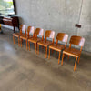 Set of Six Orange & Walnut Jean Prouve Style Chairs - Standard Chairs