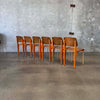 Set of Six Orange & Walnut Jean Prouve Style Chairs - Standard Chairs