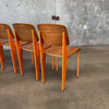 Set of Six Orange & Walnut Jean Prouve Style Chairs - Standard Chairs