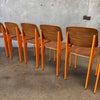 Set of Six Orange & Walnut Jean Prouve Style Chairs - Standard Chairs