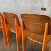 Set of Six Orange & Walnut Jean Prouve Style Chairs - Standard Chairs