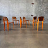 Set of Six Orange & Walnut Jean Prouve Style Chairs - Standard Chairs
