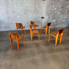 Set of Six Orange & Walnut Jean Prouve Style Chairs - Standard Chairs