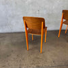 Set of Six Orange & Walnut Jean Prouve Style Chairs - Standard Chairs