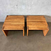Pair of Vintage Mid Century Modern Solid Oak Side Tables