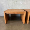 Pair of Vintage Mid Century Modern Solid Oak Side Tables