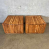 Pair of Vintage Mid Century Modern Solid Oak Side Tables