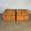 Pair of Vintage Mid Century Modern Solid Oak Side Tables