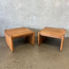 Pair of Vintage Mid Century Modern Solid Oak Side Tables