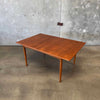 Mid Century Danish Modern Teak & Ashwood Dining Table With Two Leaves C. 1965