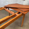 Mid Century Danish Modern Teak & Ashwood Dining Table With Two Leaves C. 1965