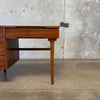 Mid Century Modern Walnut & Brass Desk by Stanley Furniture