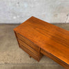 Mid Century Modern Walnut & Brass Desk by Stanley Furniture