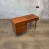 Mid Century Modern Walnut & Brass Desk by Stanley Furniture